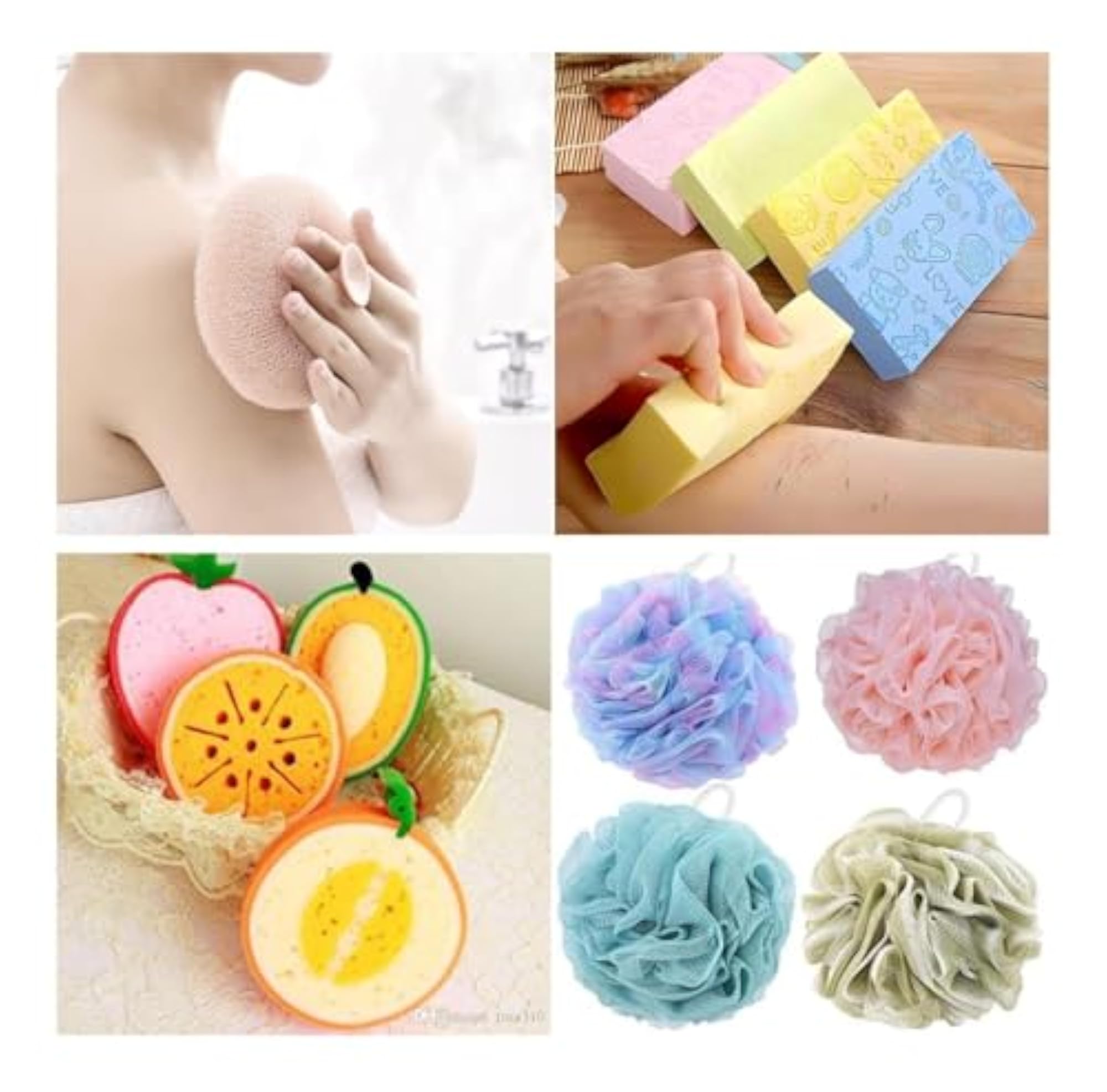 KRUSH Sponge Shower Bath Loofah Set of 4 Multi Design